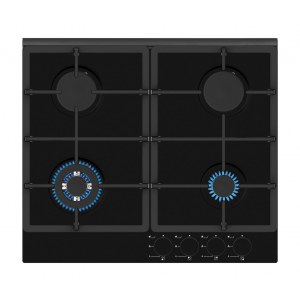 Simfer | H6 401 TGRSP | Hob | Gas on glass | Number of burners/cooking zones 4 | Rotary knobs | Black